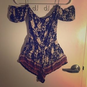 Printed Off The Shoulder Romper